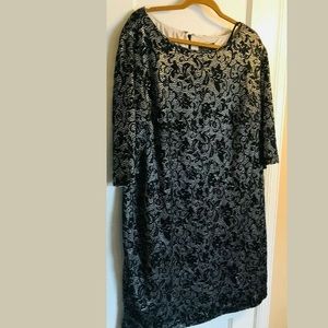 Dress Barn Elegant Black/Silver Lace Shift Dress